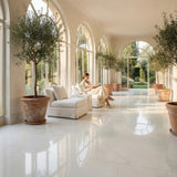 Premium Durable Natural Atlantic White Marble Slab for Indoor Villa Hotel Bed Dining Stair Wall