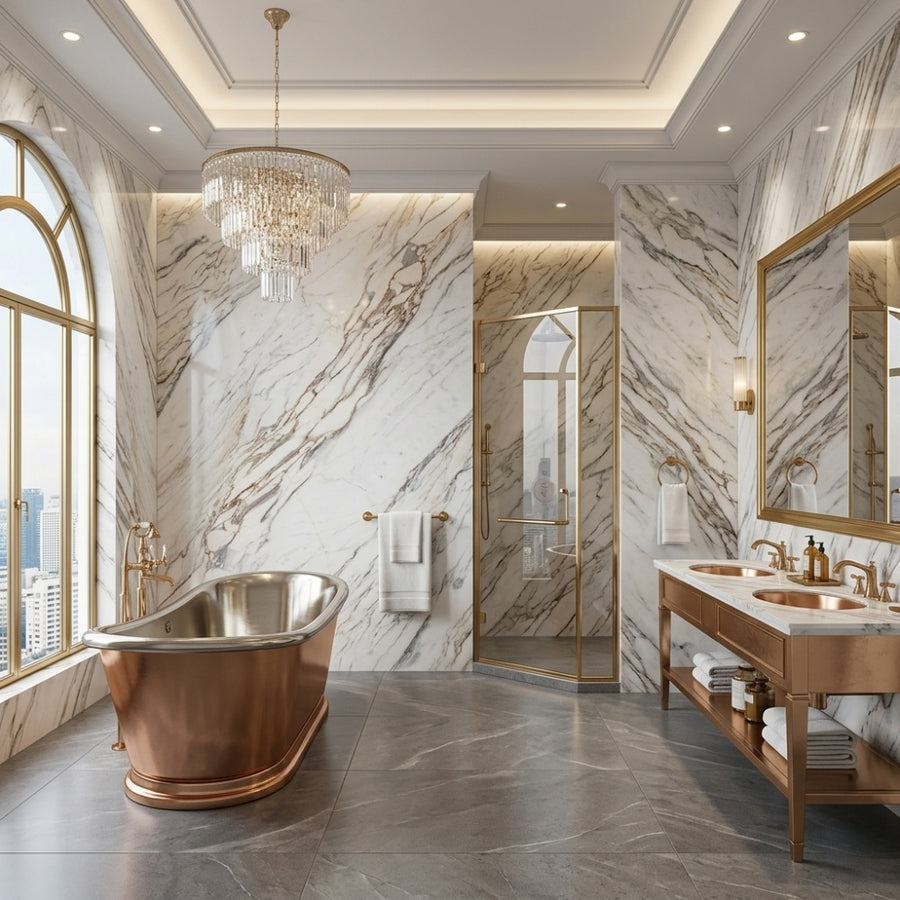 Luxury Calacatta Gold Marble Waterproof Mine Direct Supply for Villa Hotel Dining Wall Stairs