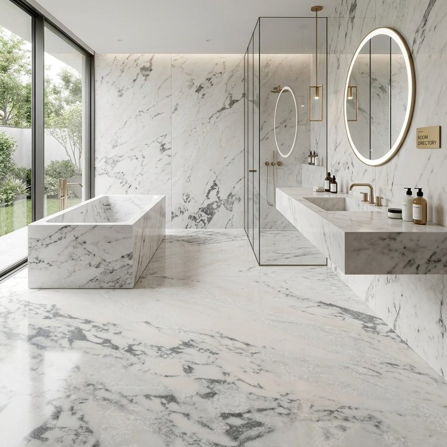 Own Quarry Arabescato Marble Polished Indoor Villa Waterproof Easy Clean Project Wholesale