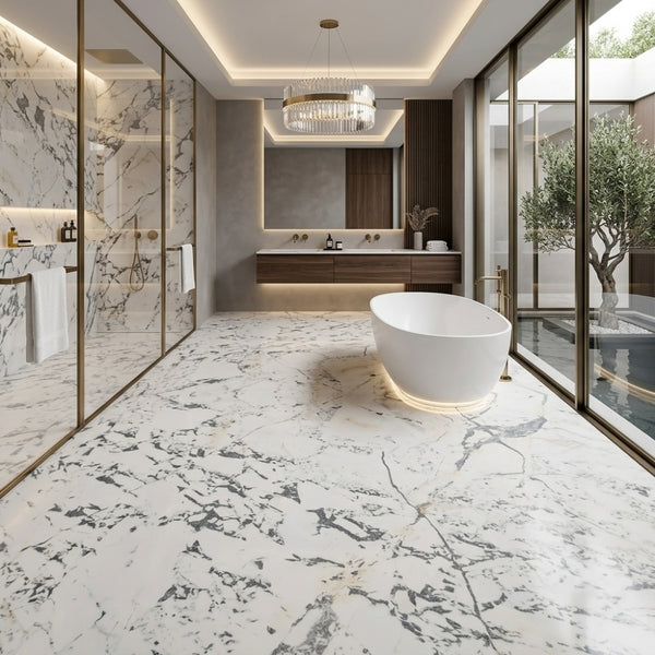 Modern Arabescato Natural Marble for Luxury Indoor Bathroom Treads & Accent Walls