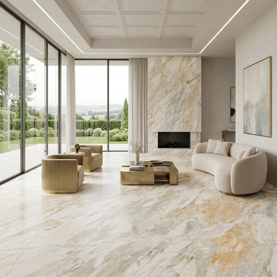 Mine Direct Custom Calacatta Gold Natural Marble Slab for Home Bathroom Kitchen Walls Staircases