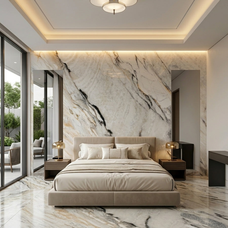 Luxury Calacatta Gold Natural Marble Decor for Hotel Office Villa Waterproof Easy Clean