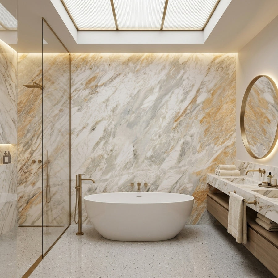 Mine Direct Custom Calacatta Gold Natural Marble Slab for Home Bathroom Kitchen Walls Staircases
