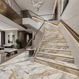 Factory Custom Luxury Calacatta Gold Natural Marble Slab for Villa Hotel Bathroom & Kitchen Wall Floor