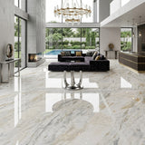 High-End Eco-Friendly Calacatta Gold Natural Marble Slab for Villa Hotel Lobby Staircase