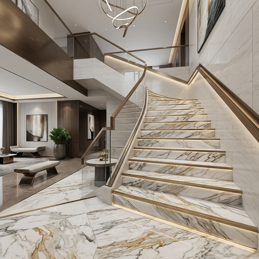 Factory Custom Luxury Calacatta Gold Natural Marble Slab for Villa Hotel Bathroom & Kitchen Wall Floor