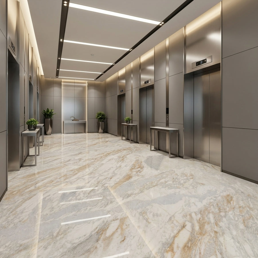 Premium Calacatta Gold Marble Unique Veining Direct Quarry for Villa Hotel Wall Floor Stair