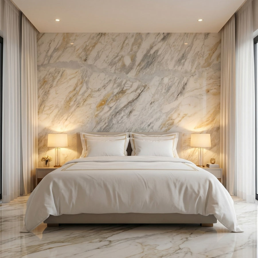 High-End Eco-Friendly Calacatta Gold Natural Marble Slab for Villa Hotel Lobby Staircase