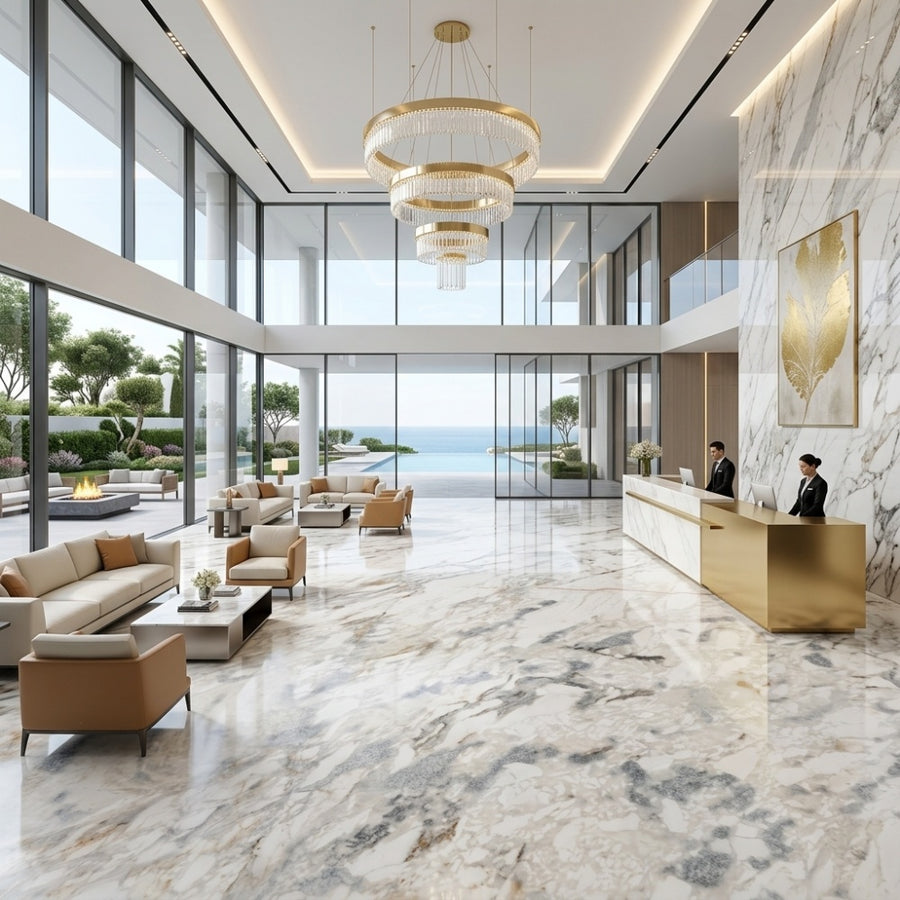 Direct Quarry Calacatta Gold Natural Marble Slabs High Quality Wear Resistant Easy Clean Price