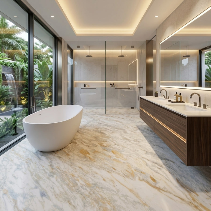 Factory Custom Luxury Calacatta Gold Natural Marble Slab for Villa Hotel Bathroom & Kitchen Wall Floor