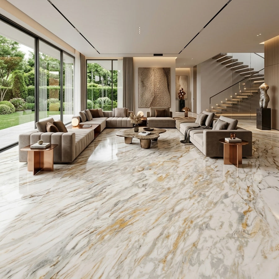 Factory Custom Luxury Calacatta Gold Natural Marble Slab for Villa Hotel Bathroom & Kitchen Wall Floor