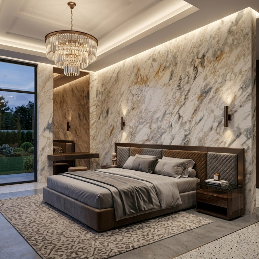 Calacatta Gold Natural Marble Eco-Friendly Waterproof Flooring for Villa Bathroom Kitchen Dining