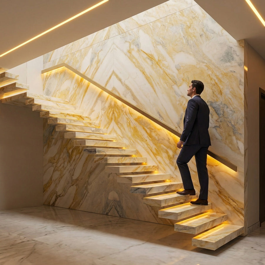 Manufacturer Custom Polished Calacatta Gold Waterproof Natural Marble Big Slab for Hotel Villa