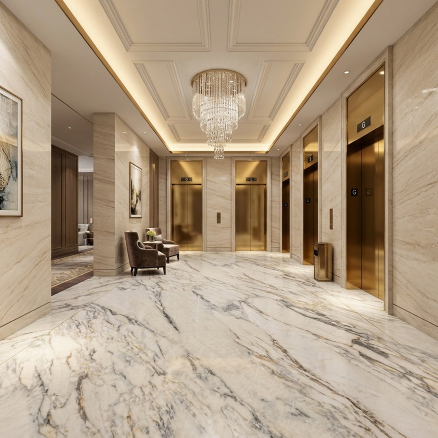 Luxury Calacatta Gold Marble Waterproof Mine Direct Supply for Villa Hotel Dining Wall Stairs