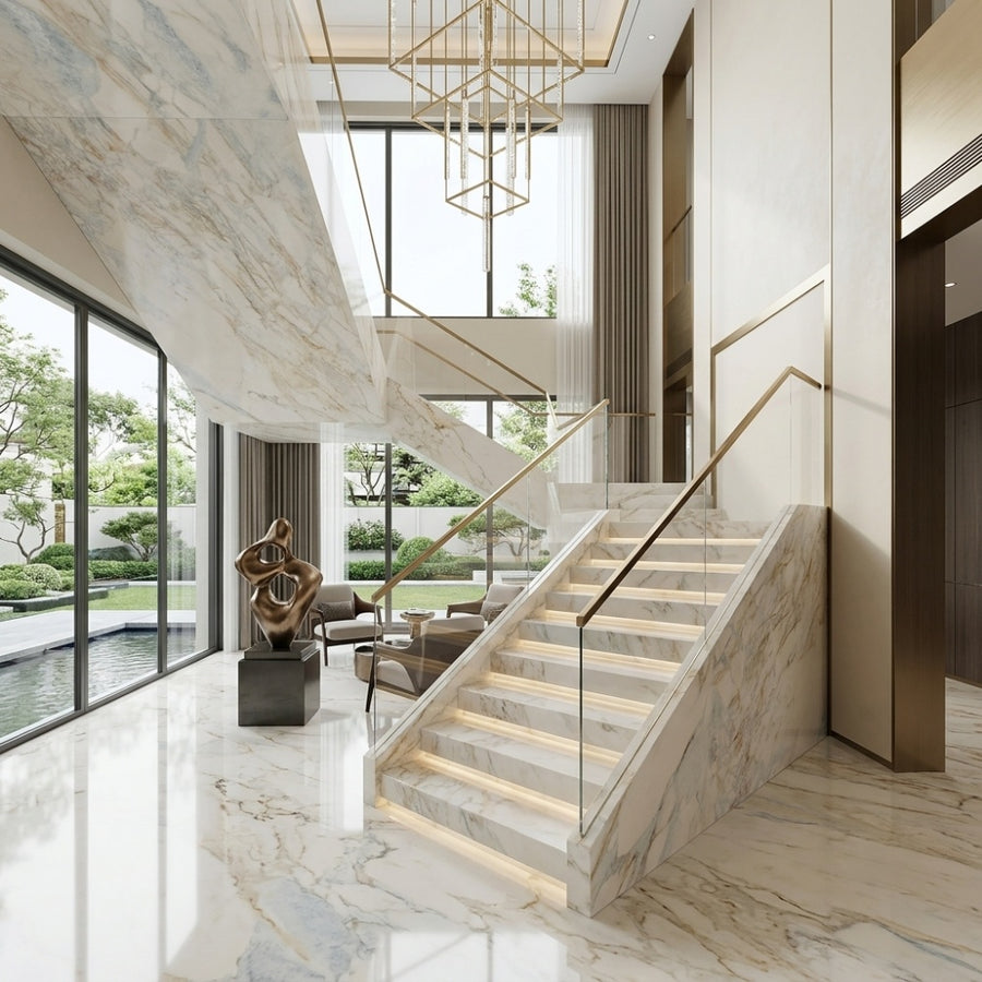 Calacatta Gold Natural Marble Slab Factory Custom for Hotel Lobby and Villa Reception Countertop