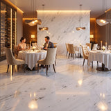 Natural Calacatta White Marble Villa Hotel Use Durable High Hardness Stain-Resistant