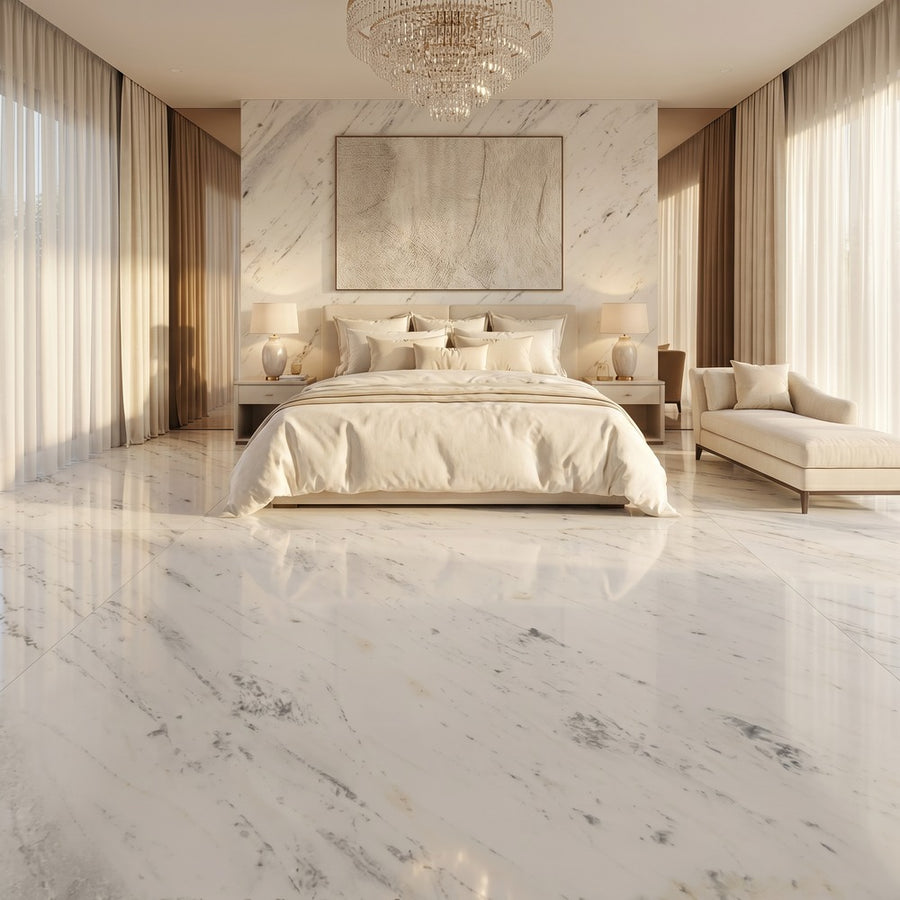 Natural Calacatta White Marble Villa Hotel Use Durable High Hardness Stain-Resistant