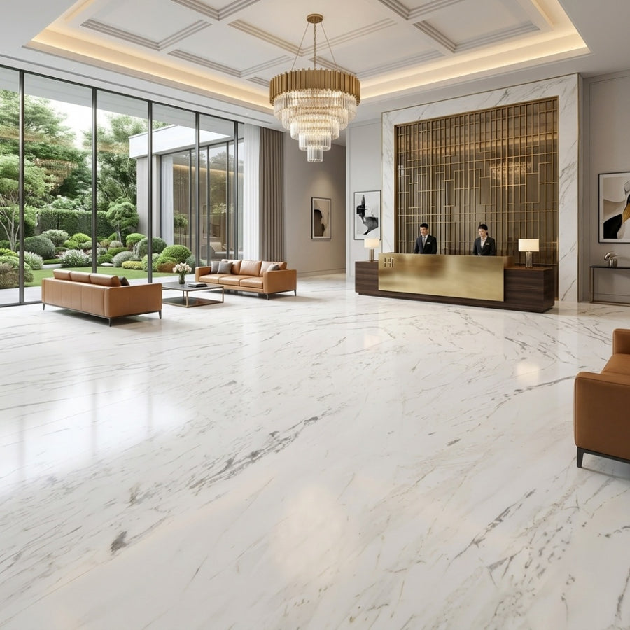 Calacatta White Natural Marble Luxury Polished Stone for Villa Hotel Flooring Wall Decoration