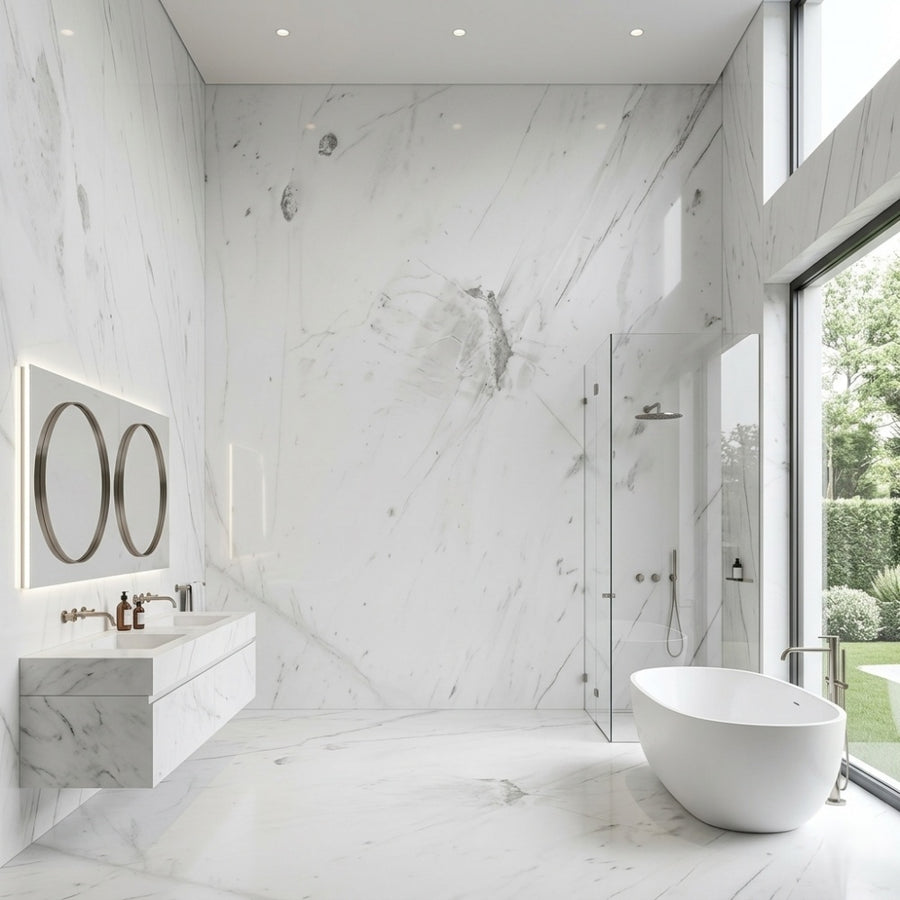 Luxury Atlantic White Marble Slab OEM Custom Size Hotel Foyer Bath Wall Cladding Floor