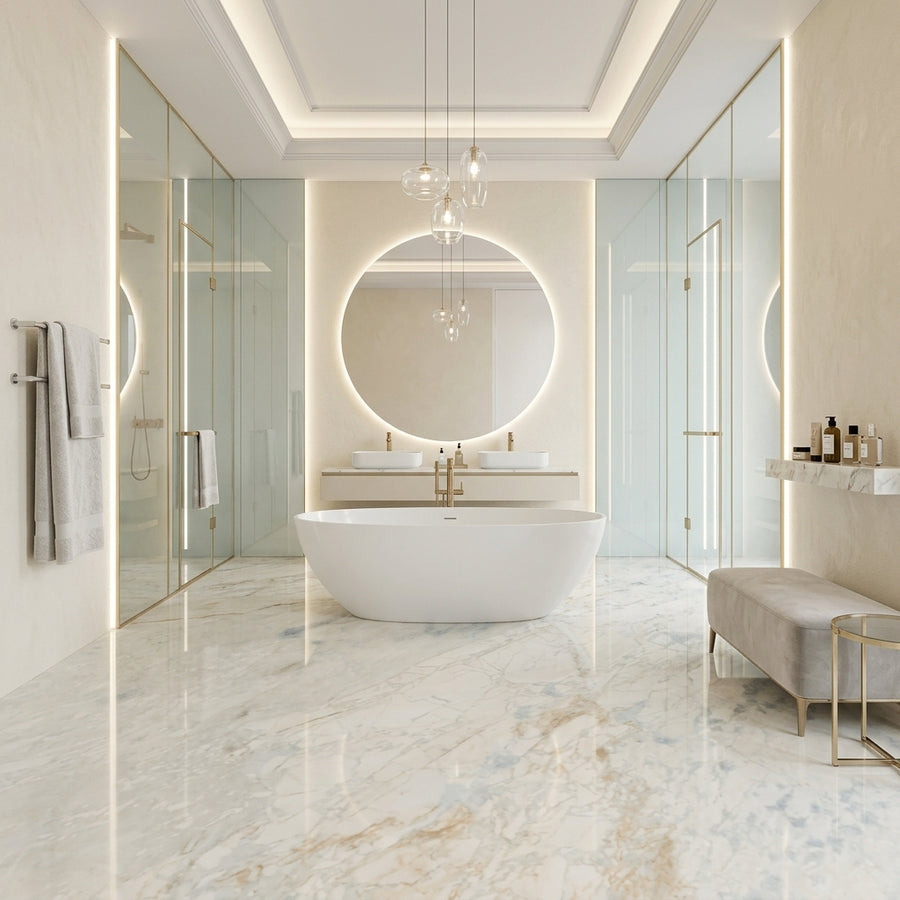 Wholesale Calacatta Gold Natural Marble Quarry Direct High Quality Bright Waterproof Indoor Slab