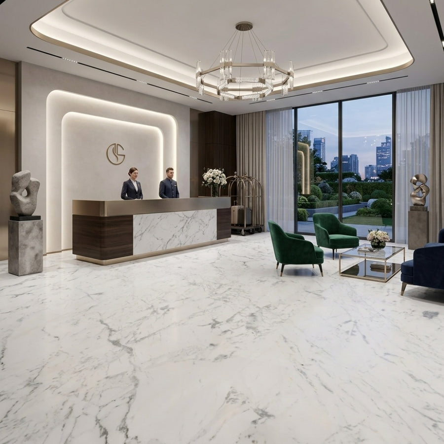 Custom-Cut Arabescato Marble Slab Eco-Friendly Durable for Hotel & Villa Indoor Decorations