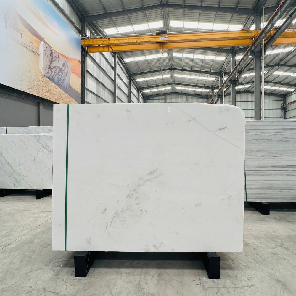 Premium Durable Natural Atlantic White Marble Slab for Indoor Villa Hotel Bed Dining Stair Wall