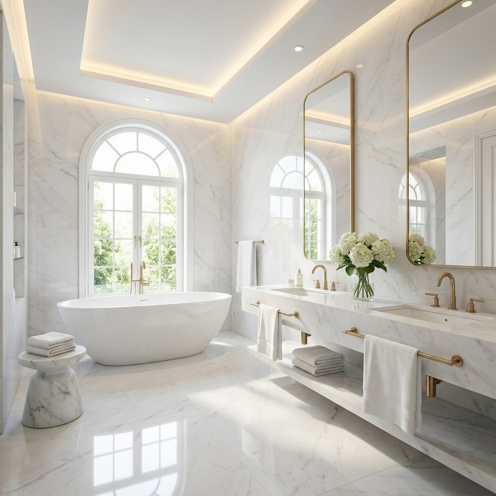 Premium Durable Natural Atlantic White Marble Slab for Indoor Villa Hotel Bed Dining Stair Wall