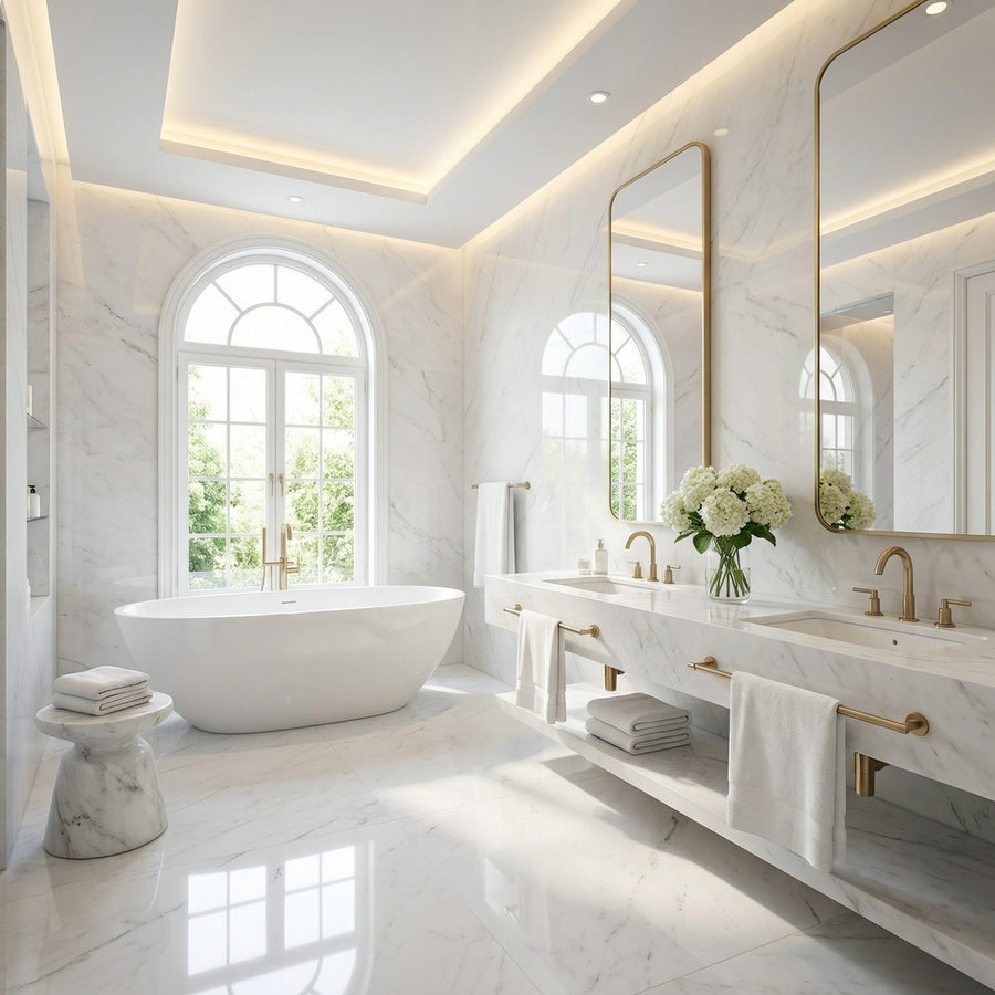 Premium Durable Natural Atlantic White Marble Slab for Indoor Villa Hotel Bed Dining Stair Wall