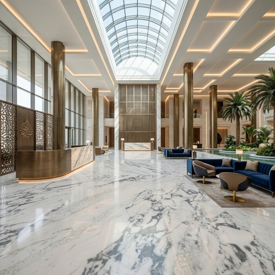 Own Quarry Arabescato Marble Polished Indoor Villa Waterproof Easy Clean Project Wholesale