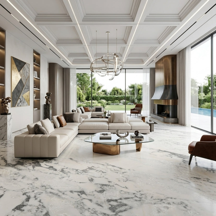 Own Quarry Arabescato Marble Polished Indoor Villa Waterproof Easy Clean Project Wholesale