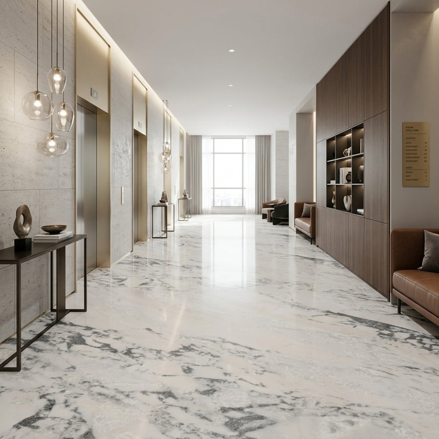 Own Quarry Arabescato Marble Polished Indoor Villa Waterproof Easy Clean Project Wholesale