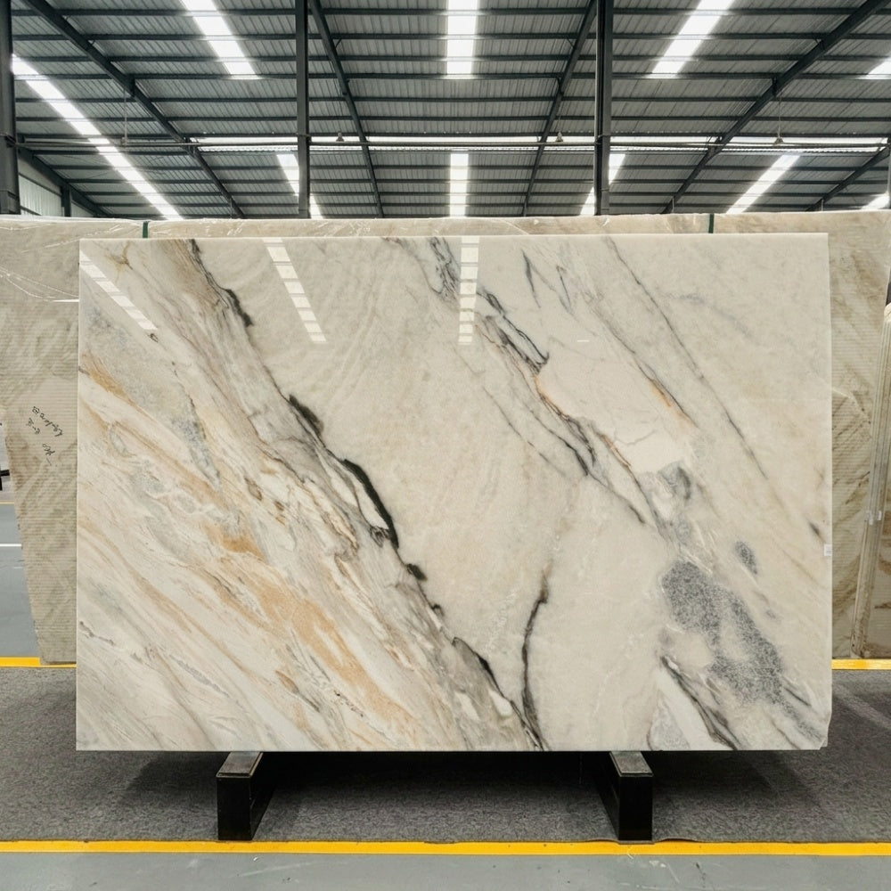 Luxury Calacatta Gold Natural Marble Decor for Hotel Office Villa Waterproof Easy Clean
