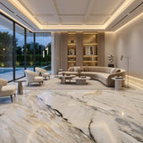 Luxury Calacatta Gold Natural Marble Decor for Hotel Office Villa Waterproof Easy Clean