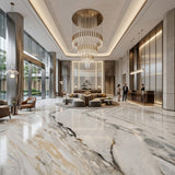 Luxury Calacatta Gold Natural Marble Decor for Hotel Office Villa Waterproof Easy Clean