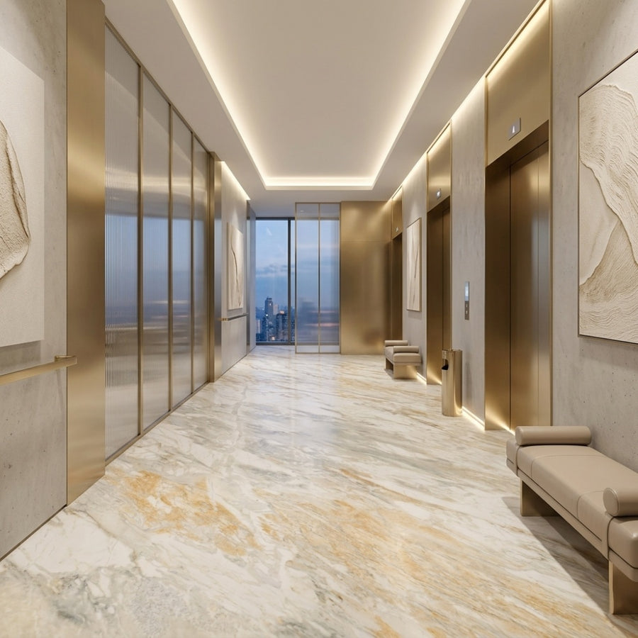 Mine Direct Custom Calacatta Gold Natural Marble Slab for Home Bathroom Kitchen Walls Staircases