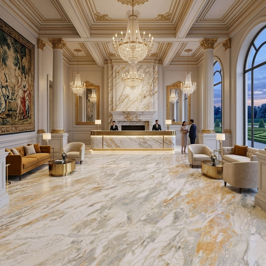 Mine Direct Custom Calacatta Gold Natural Marble Slab for Home Bathroom Kitchen Walls Staircases