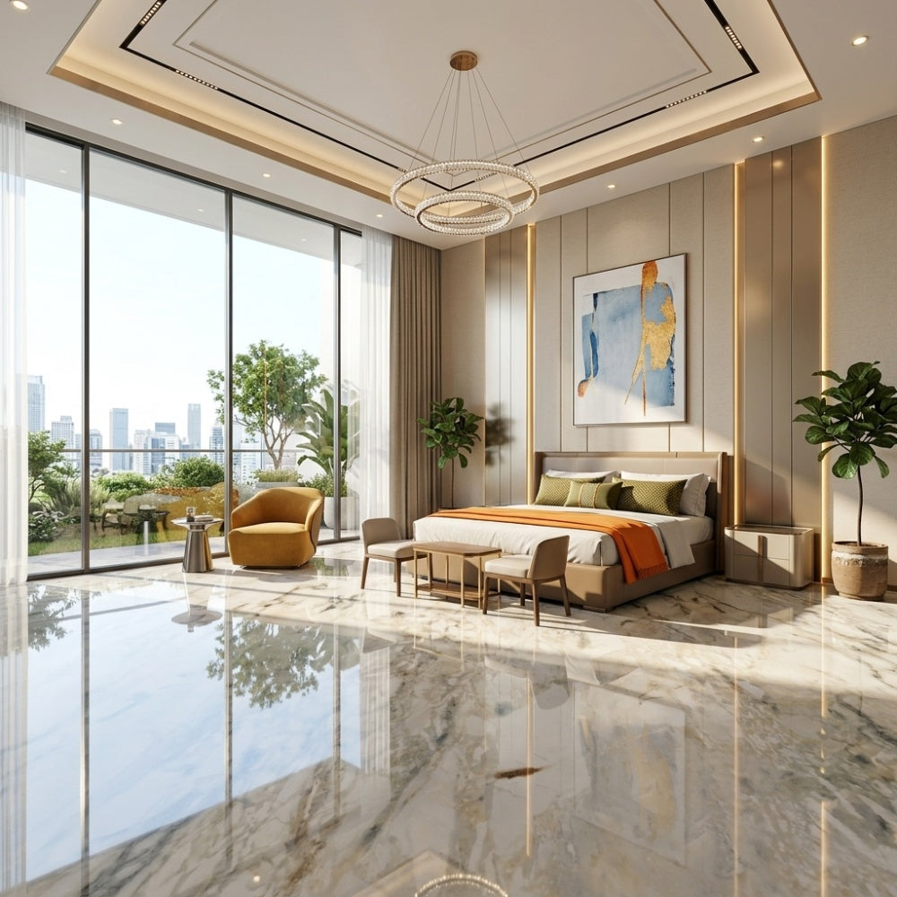 Wholesale Polished Calacatta Gold Natural Marble Slabs Wear Resistant Eco Friendly From Factory