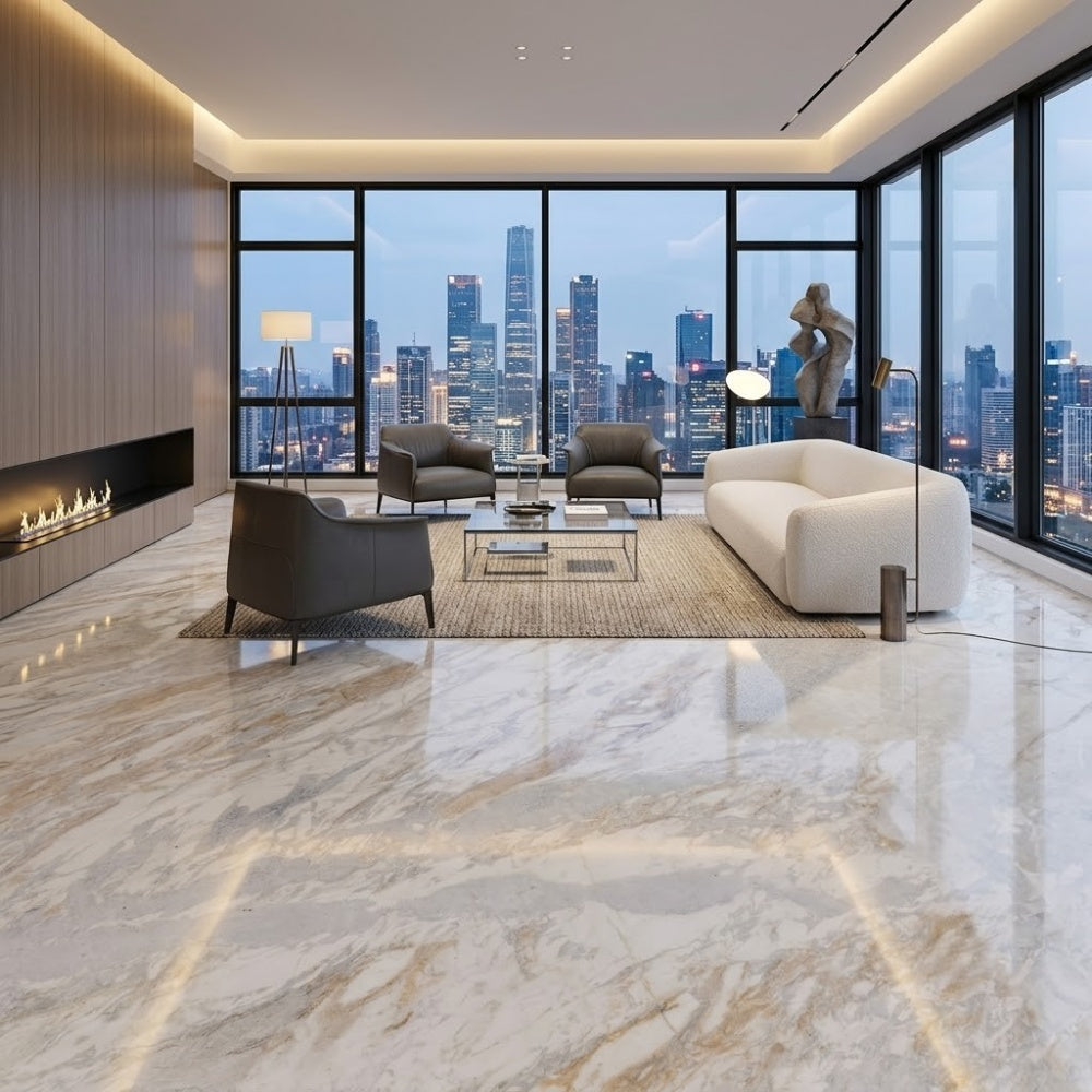 Premium Calacatta Gold Marble Unique Veining Direct Quarry for Villa Hotel Wall Floor Stair