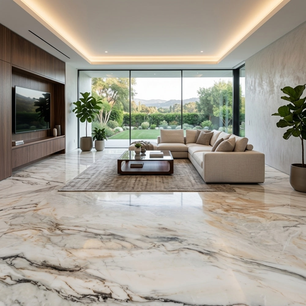 Modern Polished European Calacatta Gold Natural Marble Waterproof Non-Fading for Indoor Hotel Villa Feature Wall