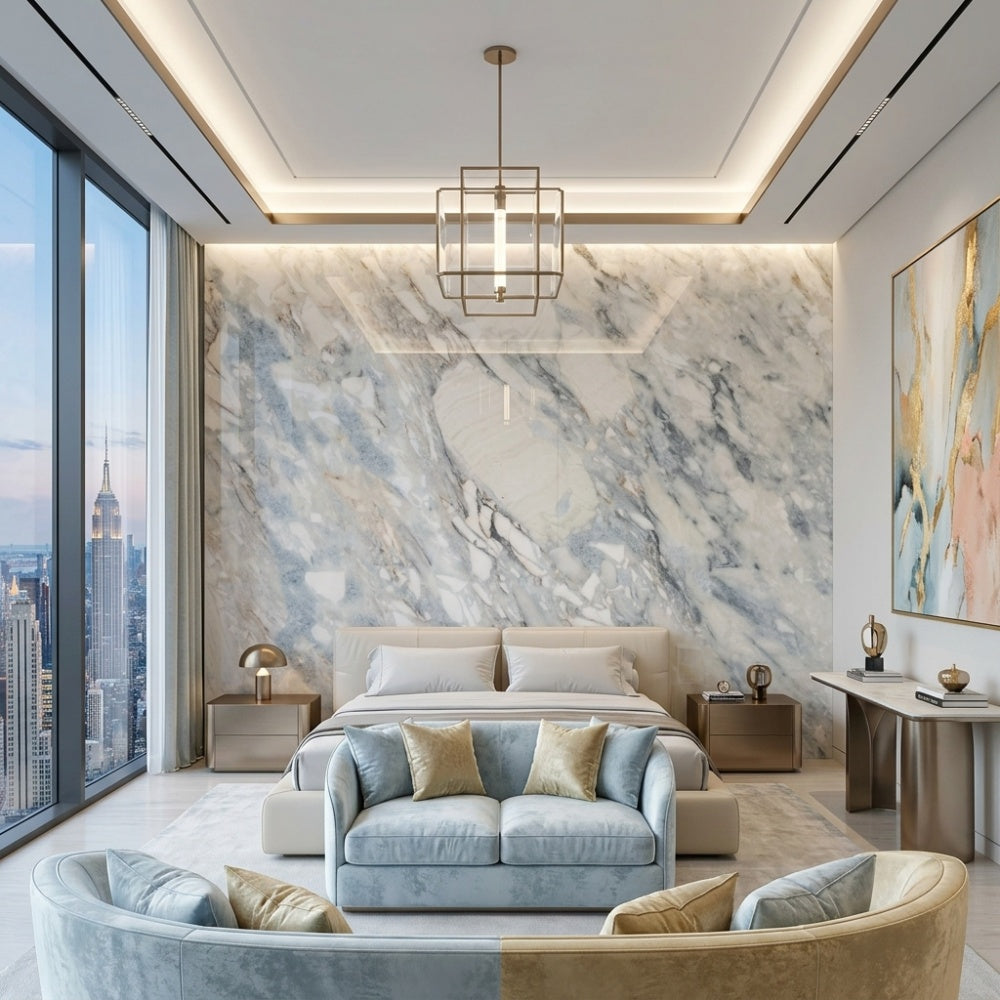 Exclusive Quarry Calacatta Gold Natural Marble Luxury Bright Artistic Veins Floor Wall Living Room Polished Waterproof