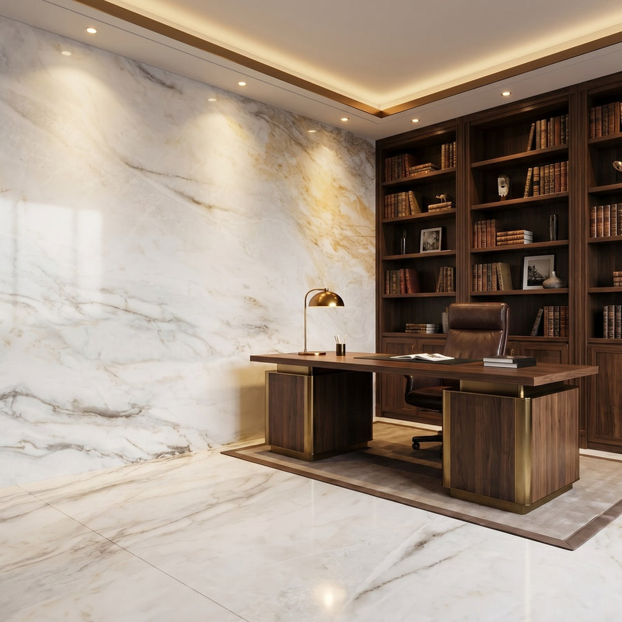 Modern Polished European Calacatta Gold Natural Marble Waterproof Non-Fading for Indoor Hotel Villa Feature Wall
