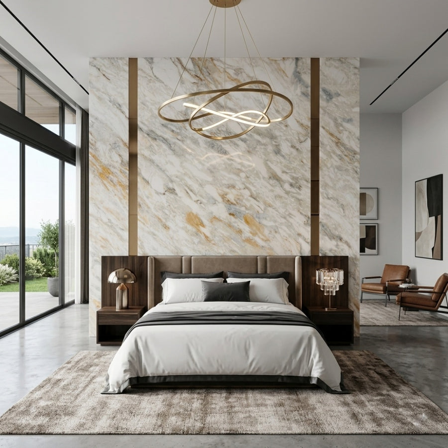 Factory Custom Luxury Calacatta Gold Natural Marble Slab for Villa Hotel Bathroom & Kitchen Wall Floor