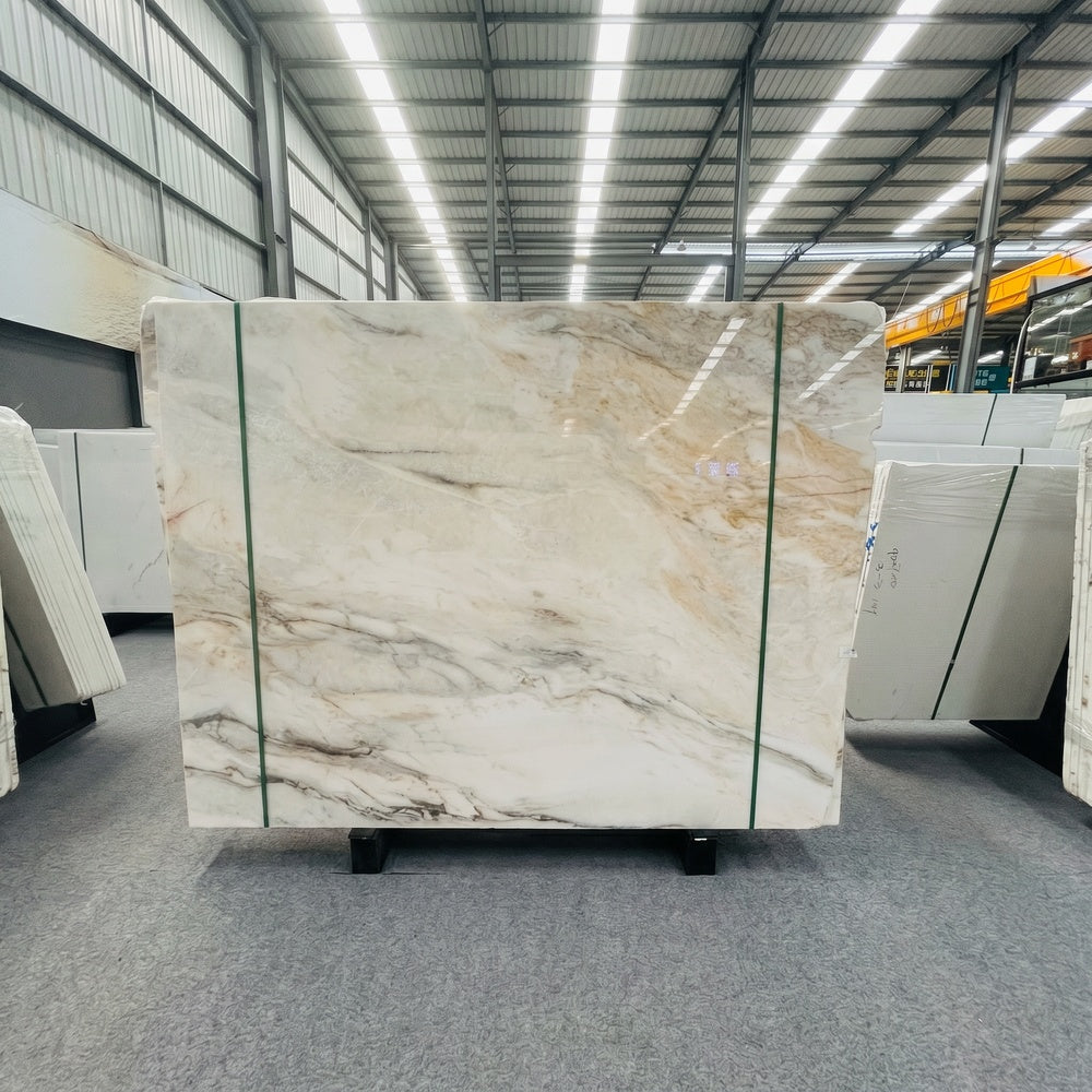 Modern Polished European Calacatta Gold Natural Marble Waterproof Non-Fading for Indoor Hotel Villa Feature Wall