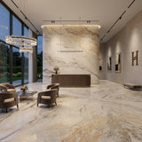 Modern Polished European Calacatta Gold Natural Marble Waterproof Non-Fading for Indoor Hotel Villa Feature Wall
