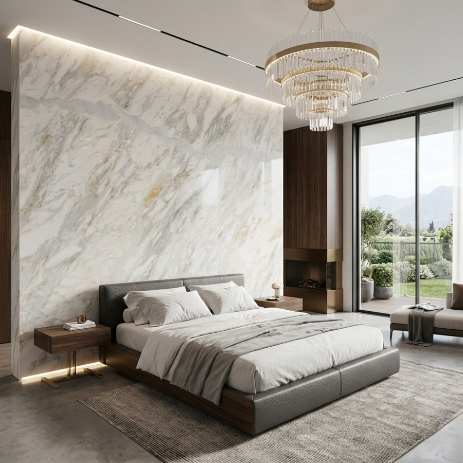 High-End Eco-Friendly Calacatta Gold Natural Marble Slab for Villa Hotel Lobby Staircase