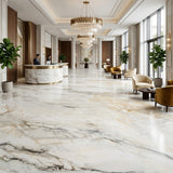 Modern Polished European Calacatta Gold Natural Marble Waterproof Non-Fading for Indoor Hotel Villa Feature Wall
