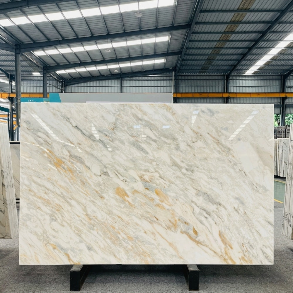 Factory Custom Luxury Calacatta Gold Natural Marble Slab for Villa Hotel Bathroom & Kitchen Wall Floor