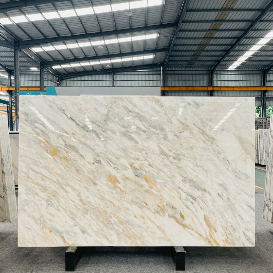 Factory Custom Luxury Calacatta Gold Natural Marble Slab for Villa Hotel Bathroom & Kitchen Wall Floor