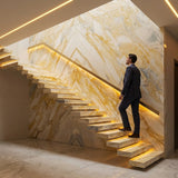 Manufacturer Custom Polished Calacatta Gold Waterproof Natural Marble Big Slab for Hotel Villa