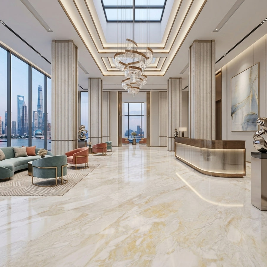 Quarry Direct Luxury Calacatta Gold Natural Marble Golden Veins Bathroom Waterproof Vanity Countertop